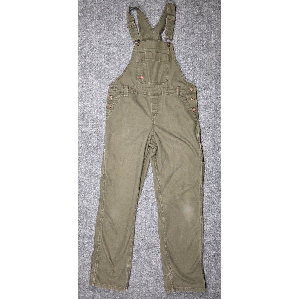 Dickies Overalls Womens Small Green Canvas Bib Utility Dungarees FB206RMS